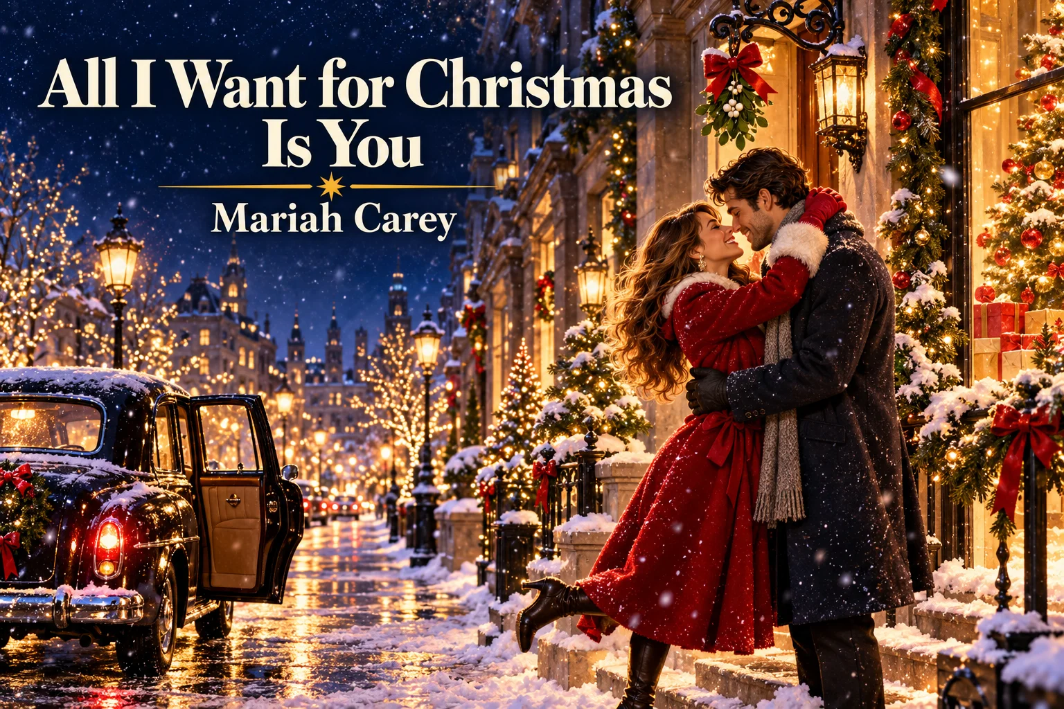 All I Want for Christmas Is You by Mariah Carey – couple reunites beneath mistletoe.