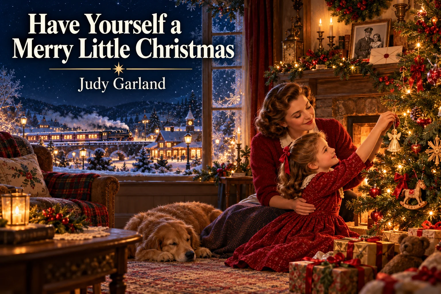 Have Yourself a Merry Little Christmas – mother and daughter decorate beside a snowy railway.