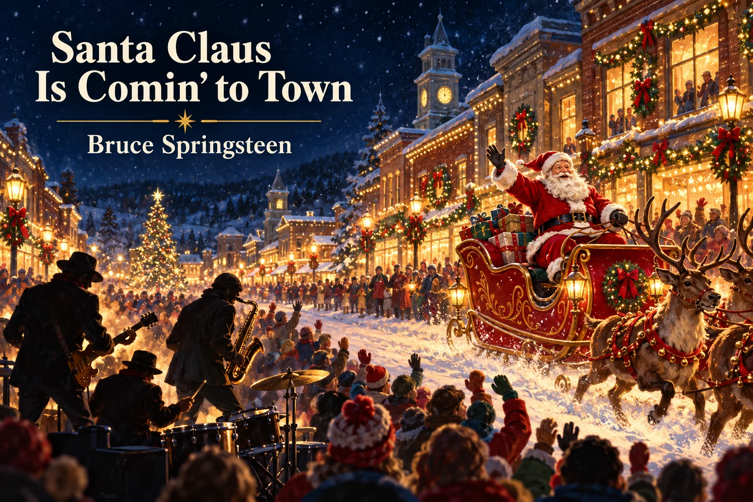 Santa Claus Is Comin’ to Town – Santa arrives at a snowy rock-and-roll Christmas celebration.