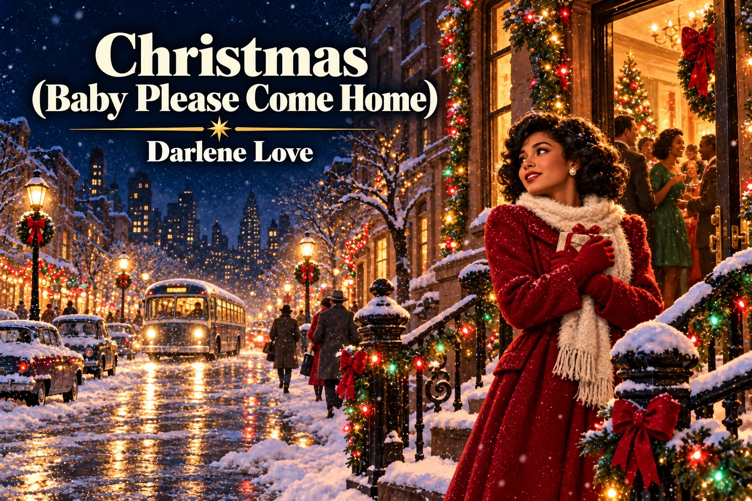 Christmas (Baby Please Come Home) by Darlene Love – woman awaits someone on a snowy street.