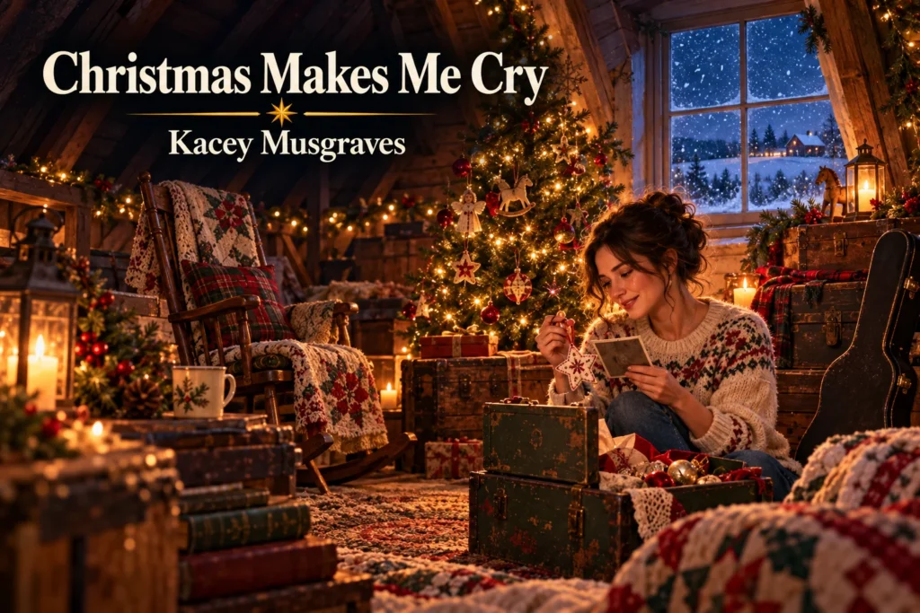 Christmas Makes Me Cry by Kacey Musgraves – woman remembers family while decorating an attic tree.