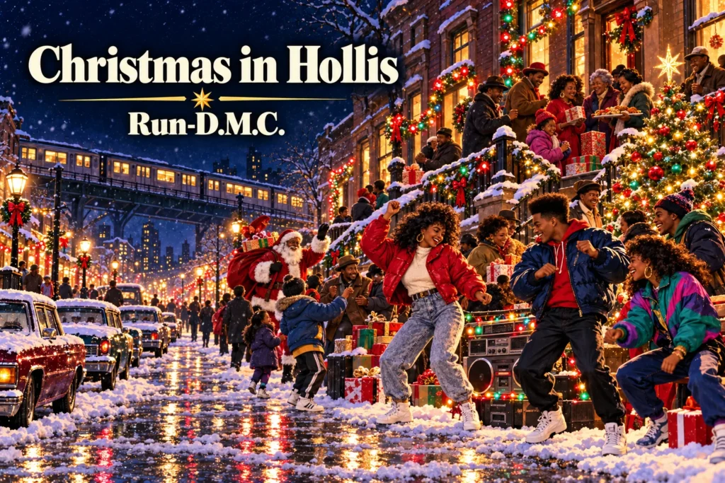 Christmas in Hollis by Run-D.M.C. – neighbors dance at a snowy holiday block party.