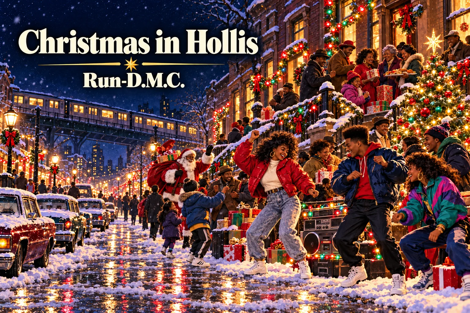 Christmas in Hollis by Run-D.M.C. – neighbors dance at a snowy holiday block party.