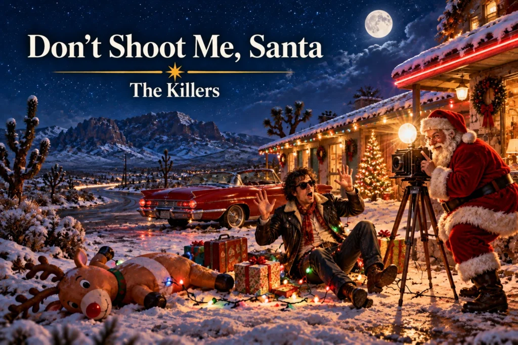 Don’t Shoot Me, Santa by The Killers – Santa photographs a startled traveler at Christmas.