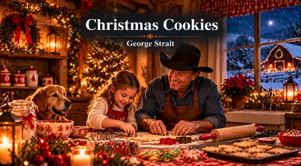 Christmas Cookies – father and daughter bake festive cookies together in a cozy Christmas kitchen.