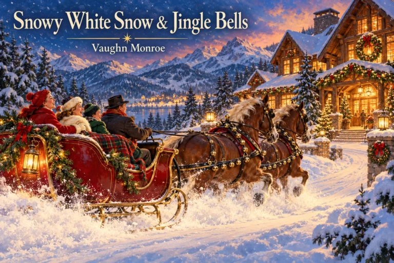 Snowy White Snow & Jingle Bells – singer performs with an orchestra on a snowy Christmas night.