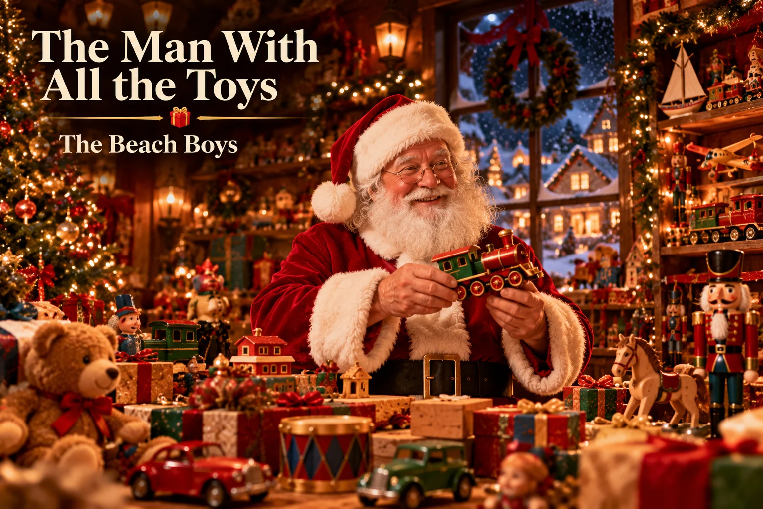 The Man With All the Toys – The Beach Boys celebrate Christmas in a festive toy-filled workshop.